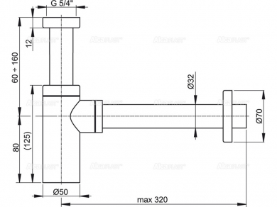 Alcaplast A400Black Сифон для раковины, черный